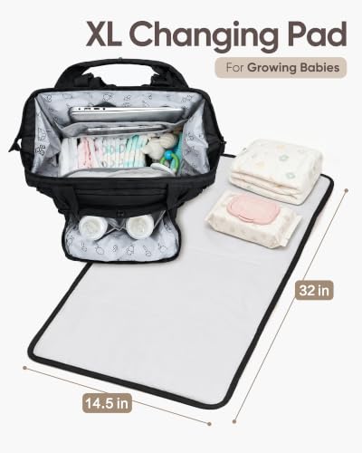 BELALIFE Backpack Diaper Bag with Changing Pad, Baby Care Organizer - color: Black