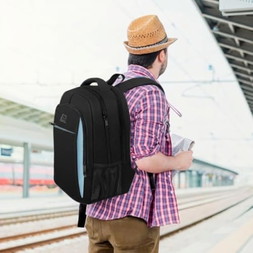 MATEIN Business Travel Laptop Backpack for Men, Anti Theft Slim Sturdy Bag - color: Black Blue, size: 15.6 Inch