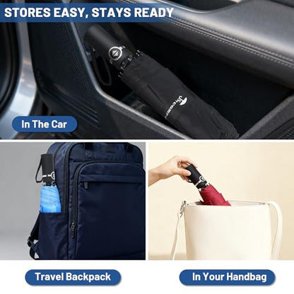 SY COMPACT Travel Umbrella for Rain, Windproof Automatic Compact Umbrella - color: black
