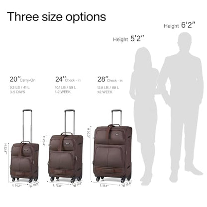 Hanke 24 Inch Softside Expandable Checked Luggage with 4 Spinner Wheels - color: Coffee, size: 24 Inch