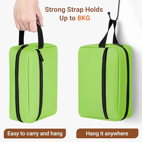 Elviros Hanging Toiletry Bag, Lightweight Travel Dopp Kit, Neon Green - color: Neon Green, size: Small