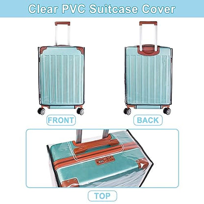 Clear Luggage Cover PVC Suitcase Cover Protectors with Adjustable Luggage Straps, Transparent Suitcase Protector Waterproof for Wheeled Suitcase Travel (24-Inch) - size: 24 inches