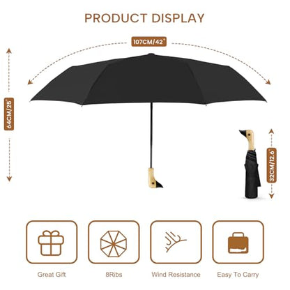 Cute Duck Umbrella Travel Size Compact Umbrella Rain Sun for Girls Gift - color: 08. UV-Black