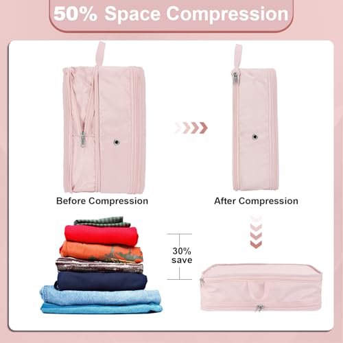 Packing Cubes for Travel Packing Organizers Compression Travel Cubes, Pink - color: Pink