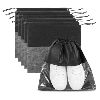 PATIKIL Shoe Bags for Travel 18" Dustproof Drawstring Bags Dust Cover 6Pcs - color: Black, size: 18"