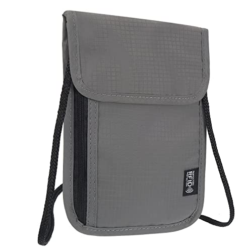 PATIKIL Neck Wallet, Passport Holder Neck Pouch RFID Blocking Waterproof Neck Travel Wallet for Women & Men, Gray - color: Gray