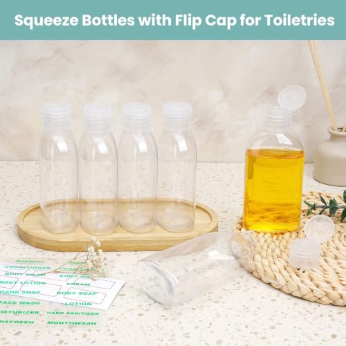 Travel Bottles for Toiletries 6 PCS 3.4oz Plastic Bottles Blank - color: Blank Clear