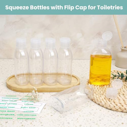 Travel Bottles for Toiletries 6 PCS 3.4oz Plastic Bottles Blank - color: Blank Clear
