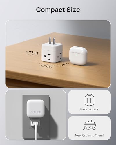 TROND 2 Prong to 3 Prong Outlet Adapter with 360 Rotating Plug - color: White, size: 2 Prong-1 Pack