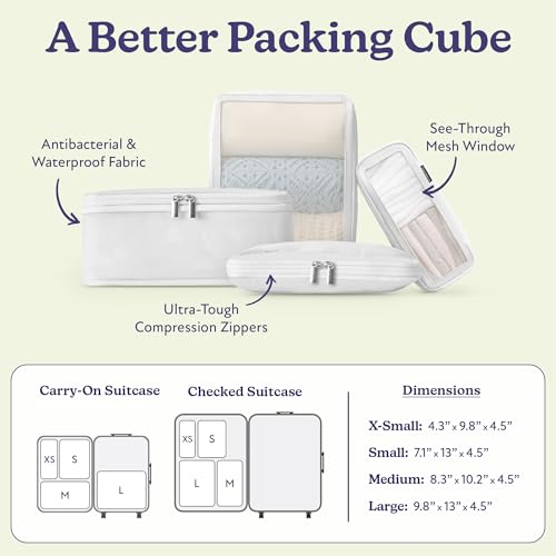 Vandel Space-Saving Compression Packing Cubes for Women 4-Pack Compressible - color: 8. White, size: 4 Pack (Compression)