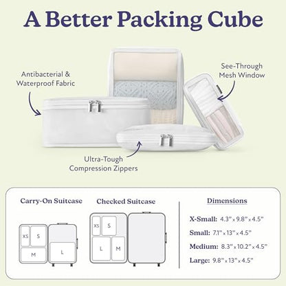 Vandel Space-Saving Compression Packing Cubes for Women 4-Pack Compressible - color: 8. White, size: 4 Pack (Compression)