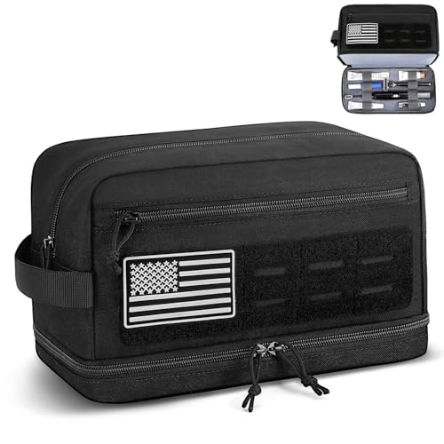Tactical Toiletry Bag for Men, EDC Travel Hygiene Bag with Double-layer - size: M