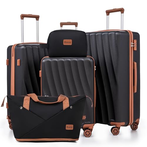 Luggage Sets 5 Piece Suitcases with Wheels (Black, 20"/24"/28" DB/TB) - color: Black, size: 5 Piece Sets (20/24/28/DB/TB)
