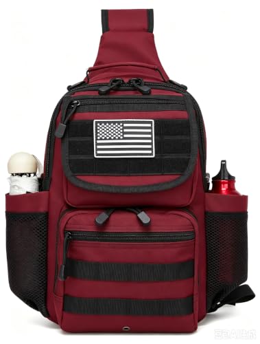 Tactical Sling Crossbody Bag Holster Shoulder Backpack 15L - color: Red