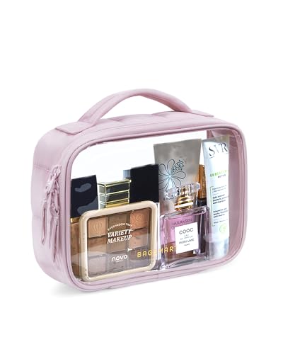 BAGSMART Puffy Clear Toiletry Bag, TSA-Approved & Wide-Open, 1-Pack, Pink - color: Pink