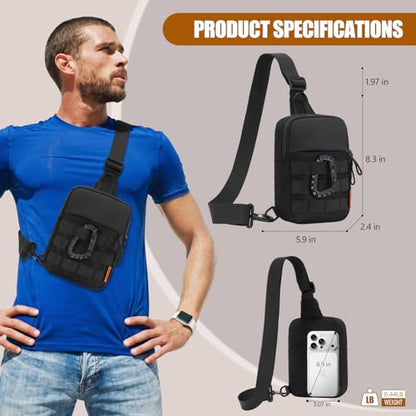 Peicees Small Sling Bag for Men Women Mini Tactical Crossbody Pack - color: Army Green
