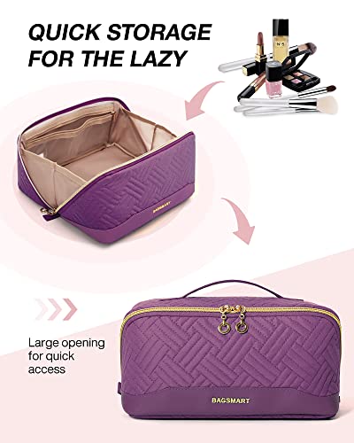 BAGSMART Puffy 메이크업 가방, 24-퍼플, 오픈 플랫 메이크업 가방 - color: 24-퍼플, size: 중형
