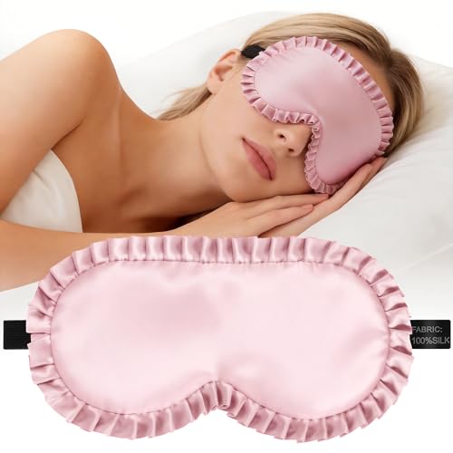 Silk Sleep Mask for Women, 100% Mulberry Silk Eye Mask for Light Blocking - color: Pinik