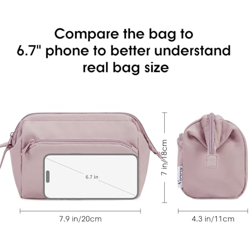 Narwey Travel Makeup Bag Toiletry Bag, Wide Open Cosmetic Bag for Women - color: A-Dusty Rose, size: Small