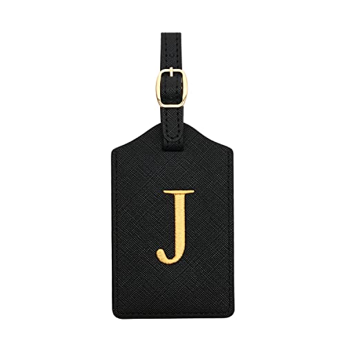 Luggage Tag PU Leather for Suitcase Baggage Handbag Travel Bag Label Suitcase Tag Label Tag w. Name Card & Privacy Cover (J) - style: J
