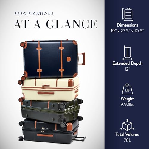 Bric's Bellagio 3.0 Spinner Trunk- Luxury Hardshell Check In Luggage with Large Wheels, Telescopic Handle, Leather Detailing - Expandable Rolling Suitcase - 27", Blue - color: Blue, size: Checked-medium