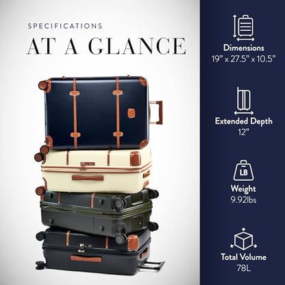 Bric's Bellagio 3.0 Spinner Trunk- Luxury Hardshell Check In Luggage with Large Wheels, Telescopic Handle, Leather Detailing - Expandable Rolling Suitcase - 27", Blue - color: Blue, size: Checked-medium
