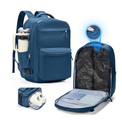 suradar Vacuum Backpack Travel with Pump,Travel Backpack with One Button Vacuum System Vacpack Sealed Compression Airbag Carry on Flight Approved Laptop Backpack Space Saver Bags Blue - color: B2-peacock Blue