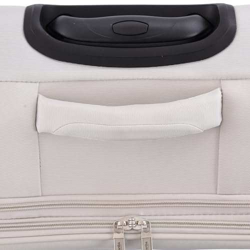 Martha Stewart Softside Checked Luggage | 27" Lightweight Expandable Suitcase | Medium Checked Suitcase with 360° Spinner Wheels & Spacious Interior | Light Gray - color: Light Grey, size: 27"