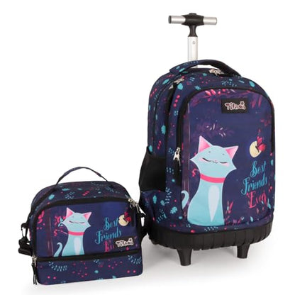 Tilami Rolling Backpack for Boys and Girls,Night cat - color: Night Cat