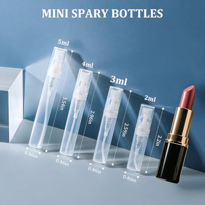 Chiallco Mini Perfume Sample Bottles, 3 ml Plastic Small Spray Bottle 10 Pack, Fine Mist, Portable Perfume Travel Refillable Bottle, Upgraded atomizer sprayer, Clear - style: 3ML