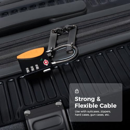 pack all TSA Approved Travel Luggage Locks, Resettable 3-Digit Code - color: Orange, size: 1 Pack