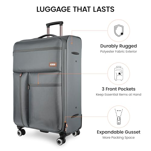2-Piece Luggage Set(20/30in)-Expandable Luggage,TSA LOCK - color: Grey, size: 2-Piece Set (20"/30")
