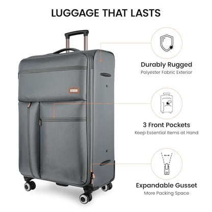2-Piece Luggage Set(20/30in)-Expandable Luggage,TSA LOCK - color: Grey, size: 2-Piece Set (20"/30")