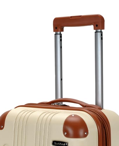 Rockland London Hardside Spinner Wheel Luggage, Carry-On 20", White - color: White with Brown Trim, size: Carry-on 20"