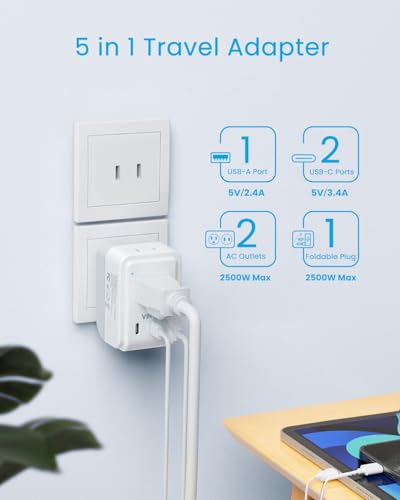 VINTAR US to Japan Plug Adapter, 2 Pack Foldable Japan Outlet Adapter - style: Type A - Japan Canada