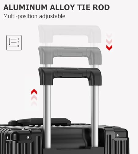 feilario Super Large Aluminum Frame Checked Luggage, Removable Wheels - color: A2-Jet Black, size: 30in