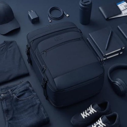mibasies 40L Travel Backpack for Women & Men: Flight Approved Carry On Backpack, TSA Personal Item Bag with Water Bottle Pocket, Weekender Essentials Backpacks fits 17" Laptop - Navy - color: Navy, size: X-Large