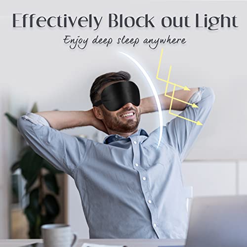 LULUSILK Mulberry Silk Sleep Eye Mask, Blindfold for Women and Men, Black - color: Black