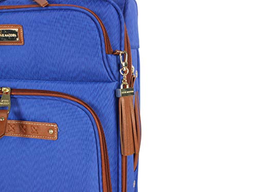 Steve Madden Designer Luggage Collection - Expandable 24 Inch Softside Bag - Durable Mid-sized Lightweight Checked Suitcase with 4-Rolling Spinner Wheels (Global Blue) - color: Blue