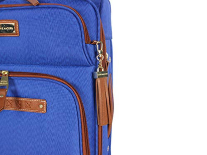 Steve Madden Designer Luggage Collection - Expandable 24 Inch Softside Bag - Durable Mid-sized Lightweight Checked Suitcase with 4-Rolling Spinner Wheels (Global Blue) - color: Blue