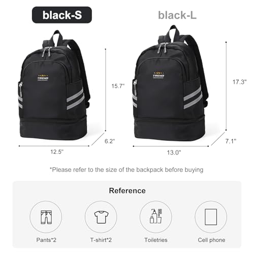 coofay Gym Backpack For Women, Gym Bag with Shoe Compartment - color: A-black, size: Small