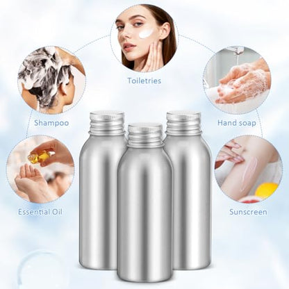 DECHOUS Refillable Aluminum Bottles Set 3-pack Empty Perfume Bottle Containers for Essential Oils Lotion Shampoo and Travel Storage Portable Mist Spray Design 4.37 X 1.41 X 1.57 in