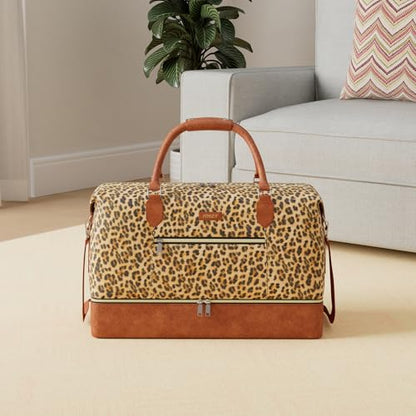 ITIEZY Weekender Bag for Women 21.5" Travel Duffel Large Carry On Bag 3PCS - color: 4-Leopard print