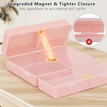 FYY Travel Pill Organizer, Pill Box Medicine Case-2pcs Pink - color: Pink, size: Large (1 Piece), Small (1 Piece)