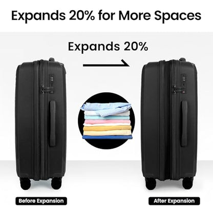 25" Checked Luggage Hardside Suitcase Expandable 20% - color: Black, size: Checked-Medium 25-Inch