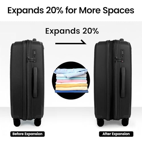 25" Checked Luggage Hardside Suitcase Expandable 20% - color: Black, size: Checked-Medium 25-Inch
