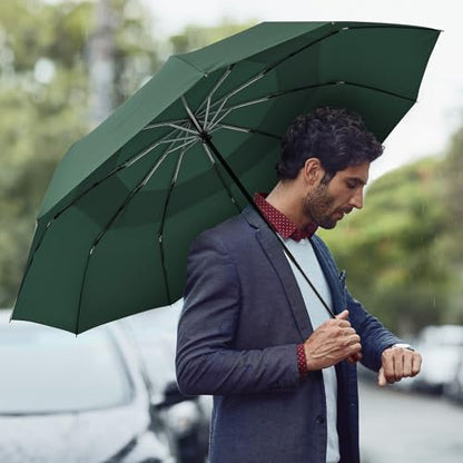 G4Free 54 Inch Large Windproof Golf Umbrella Compact Umbrellas for Rain - color: Dark Green