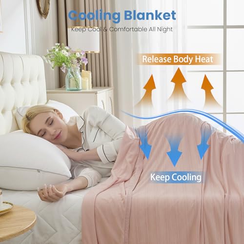 OIGAE Cooling Blanket Full Size 84"x90" for Hot Sleepers Summer Blanket - color: 9 - Pink Stripe, size: Full 84" x 90"