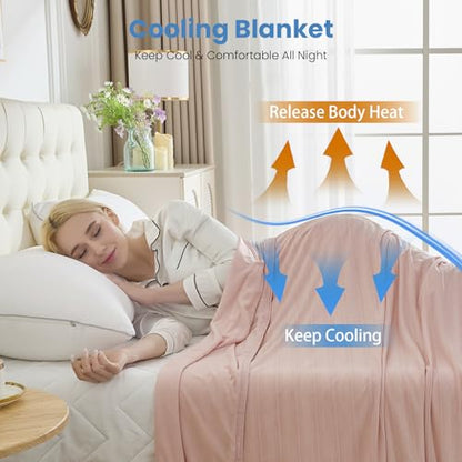 OIGAE Cooling Blanket Full Size 84"x90" for Hot Sleepers Summer Blanket - color: 9 - Pink Stripe, size: Full 84" x 90"
