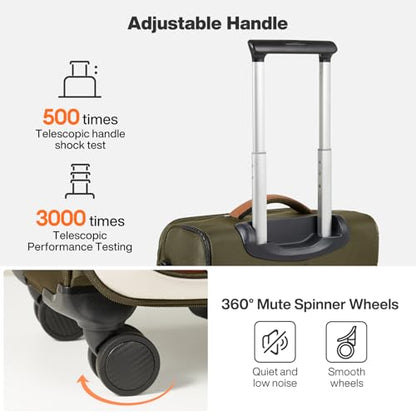 mixi Carry On Luggage 20 Inch Softside Suitcase, Tea Brown-Off White - color: Tea Brown-Off White, size: 20-Inch Carry On
